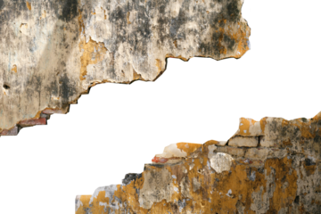 old broken brick wall with big crackle, ruined building texture