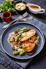 Chicken Madeira served on plate, top view