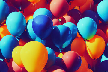 Many bright colorful balloons, seamless pattern. 3D rendering