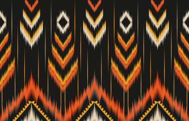 Ethnic abstract ikat art. Fabric Morocco, geometric ethnic pattern seamless  color oriental. Background, Design for fabric, curtain, carpet, wallpaper, clothing, wrapping, Batik, vector illustration