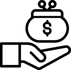 Purse line vector icon