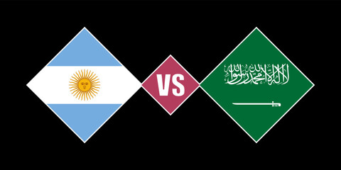 Argentina vs Saudi Arabia flag concept. Vector illustration.