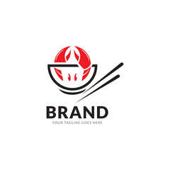 crab shaped cooking illustration for Seafood logo design.