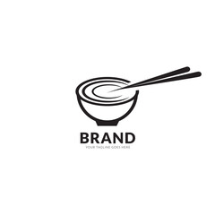 Chinese noodle logo design icon template. Japanese ramen vector illustration.