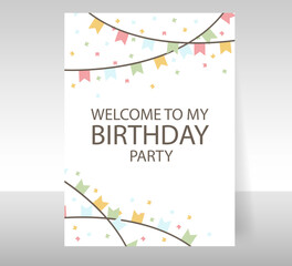 Birthday greeting card with beautiful and bright flags. Vector