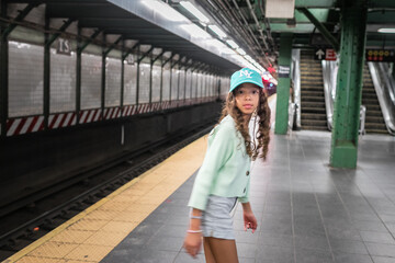 woman walking in the city