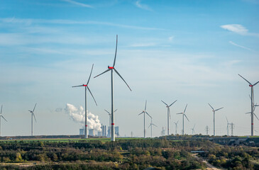 Wind energy and fossil energy production in Germany - obrazy, fototapety, plakaty