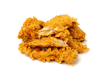 Chicken Strips Isolated, Breaded Nuggets, Crispy Fry Chicken Meat, American Deep Fried Crunchy...