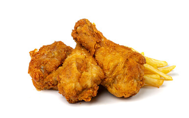 Chicken Legs Isolated, Fry Breaded Drumstick, Deep Fried Chicken Pieces