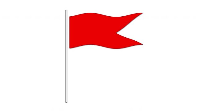 Waving red flag seamless loop animation. Alpha channel, luma matte. Isolated design element.