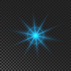 Blue glowing sparkling star
