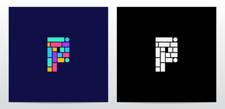 Square Rectangle Circle Letter Logo Design P
