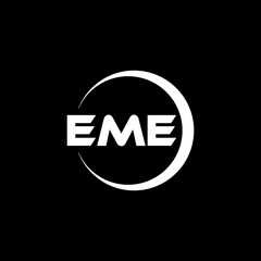 EME letter logo design with black background in illustrator, cube logo, vector logo, modern alphabet font overlap style. calligraphy designs for logo, Poster, Invitation, etc.