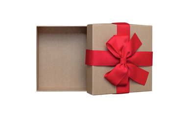 Open gift box on a white background. View from above.