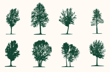 A set of tree silhouettes 8 pieces. Trees for you