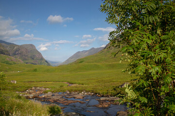 Fototapeta na wymiar Mountains and valleys in Glencoe, Scotland