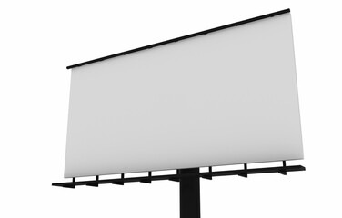 Obraz premium 3D rendering of blank billboard empty advertisement isolated on white. Empty mockup template. Blank billboard mockup.