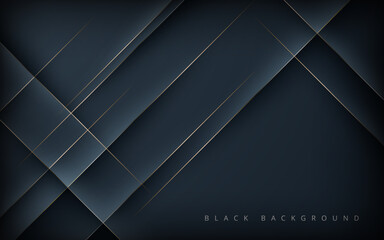 Modern abstract black diagonal shape background with gold line composition. eps10 vector