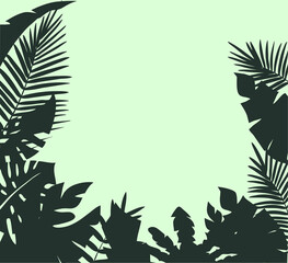 Naklejka premium Tropical leaf silhouette frame for you