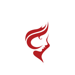 fire face woman design logo