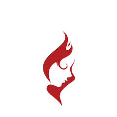 fire face woman icon design