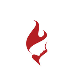 fire face woman icon logo