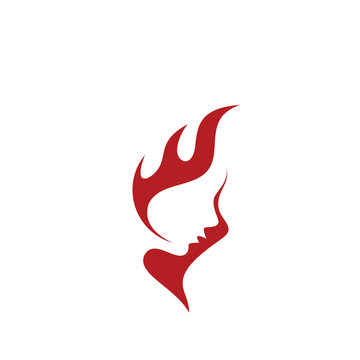 fire face woman logo design