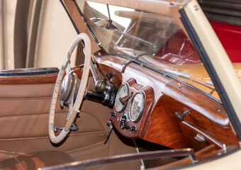 retro car cabin close up