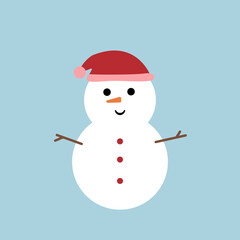 illustration of a christmas snowman on a blue background. design element for printing in children's books, on product packages, the concept of the christmas holiday.