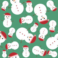 illustration of seamless patern snowmen in christmas hat. Print design for wrapping paper, product packaging, for printing on clothes, on napkins, for a phone case, notebook.

