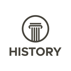 minimalistic black abstract round sign of ancient column and inscription history