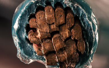 Macro copper wire - Close up of cable end