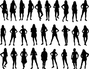 Black female silhouettes on a white background.