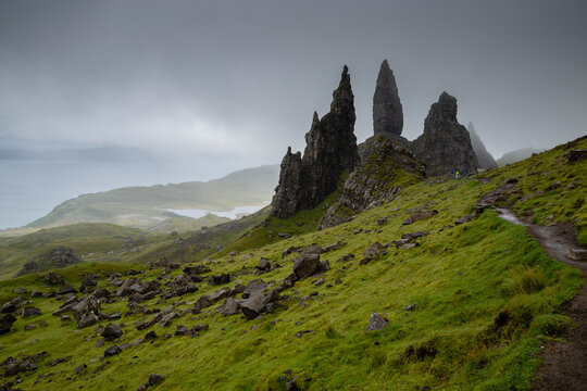 The Old Man of Storr on The Storr Mountain, Isle of Sky in the Scottish Highlands