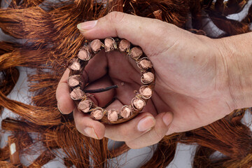 Brass wire and copper wire collected in large quantities to be sold to antiques trade for recycling...