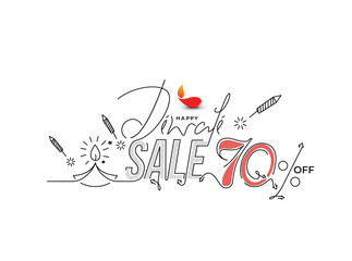 Obraz premium Happy Diwali with 70% off text design. Abstract vector illustration.