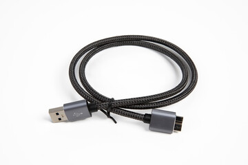 USB Cable - A-male to Micro-B on white background
