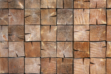 Drewniane prostokątne belki ułożone w mozaikę - obrazy, fototapety, plakaty