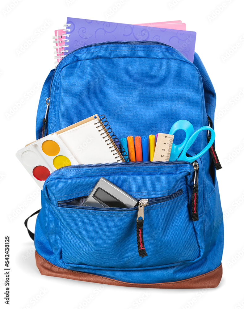 Canvas Prints Classic school backpack with colorful school supplies and books