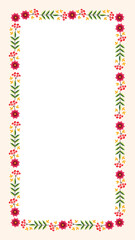 Autumn background template. Frame of fall leaves, herbs and berries with blank space for text or photo. Floral backdrop for web, social networks and stories. Vector 10 EPS.