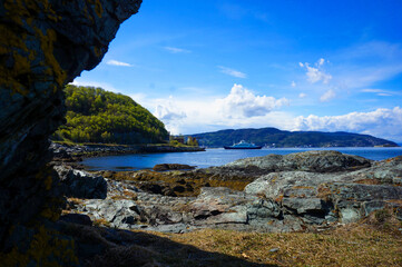 Fototapeta na wymiar View from Korsvika beach in Trondheim. Norway