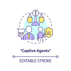 Captive agents concept icon. Insurance services seller. Company representative abstract idea thin line illustration. Isolated outline drawing. Editable stroke. Arial, Myriad Pro-Bold fonts used