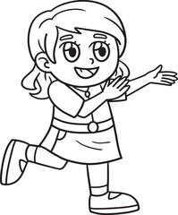 Happy Girl Isolated Coloring Page for Kids