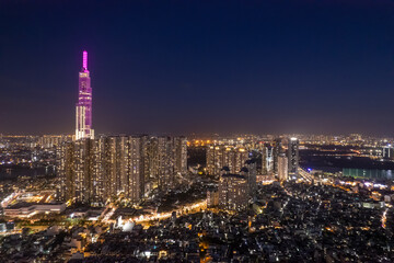 image aerial view of Landmark 81 is a super-tall skyscraper currently under construction in Ho Chi Minh City, Vietnam. It is the tallest building in Vietnam