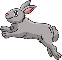 Jumping Rabbit Cartoon Colored Clipart 
