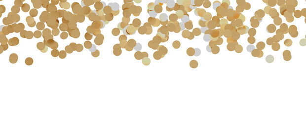 Glittering confetti on a transparent background. Holiday, birthday and Christmas decoration