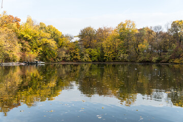 Fototapeta na wymiar autumn in the park, Herastrau Park, Bucharest City, Romania 