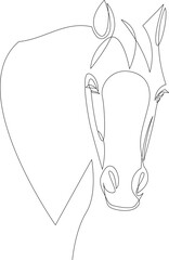 Horse head continuous one line drawing. Vector illustration.