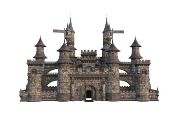 3D rendering of a fairytale castle isolated on transparent background. - obrazy, fototapety, plakaty