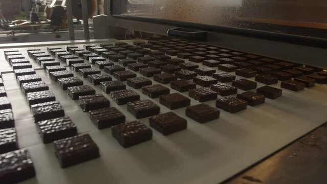 waffles covered with chocolate. close up.